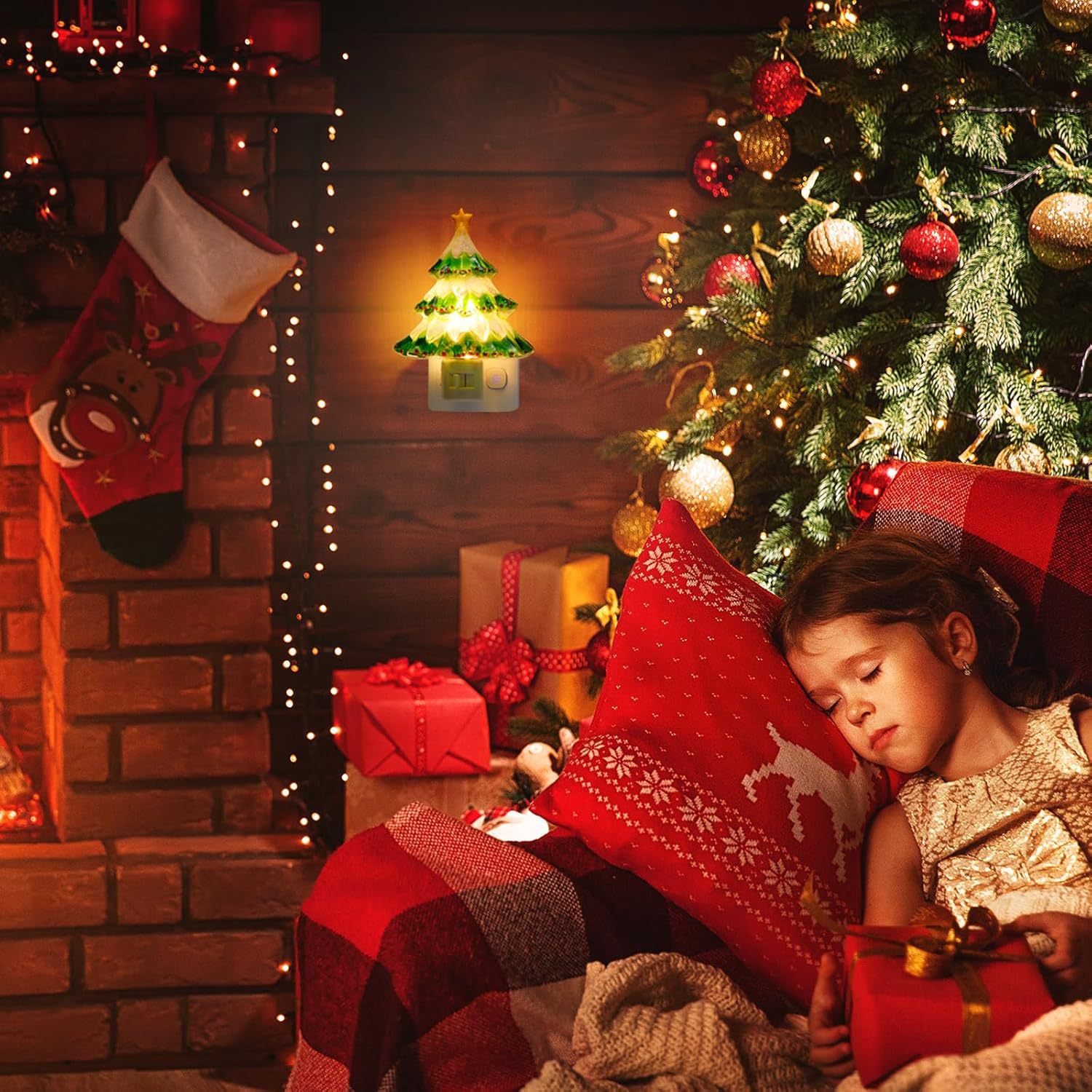 Ul E12 360 Degree Rotary Switch Led Night Light—Christmas Tree