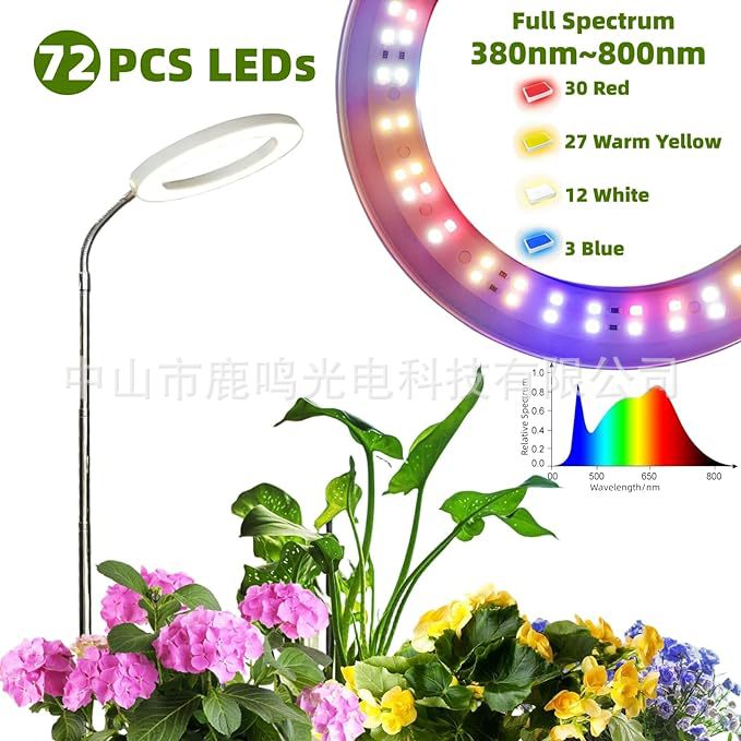 White Angel Ring Floor Plant Lamp Indoor Plant Growth Lamp Factory Direct Full Spectrum Telescopic Floor Succulent