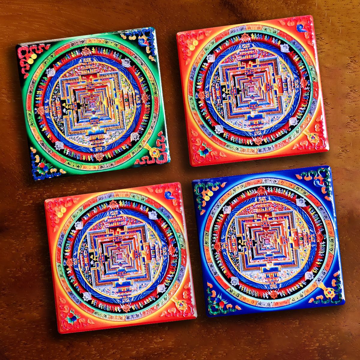 Creative Magnetic Refrigerator Magnet Vajra Mandala Xizang Hand-Painted Thangka Decorative Painting Gift Small Buddha Statue Backlight