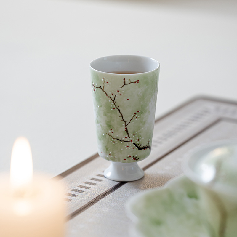 Hand-Painted Ceramic Tall Fragrance Cup, Exquisite Master Cup, Single Cup, Household Tea Cup, Personal Cup, Kung Fu Tea Set, Tea Cup
