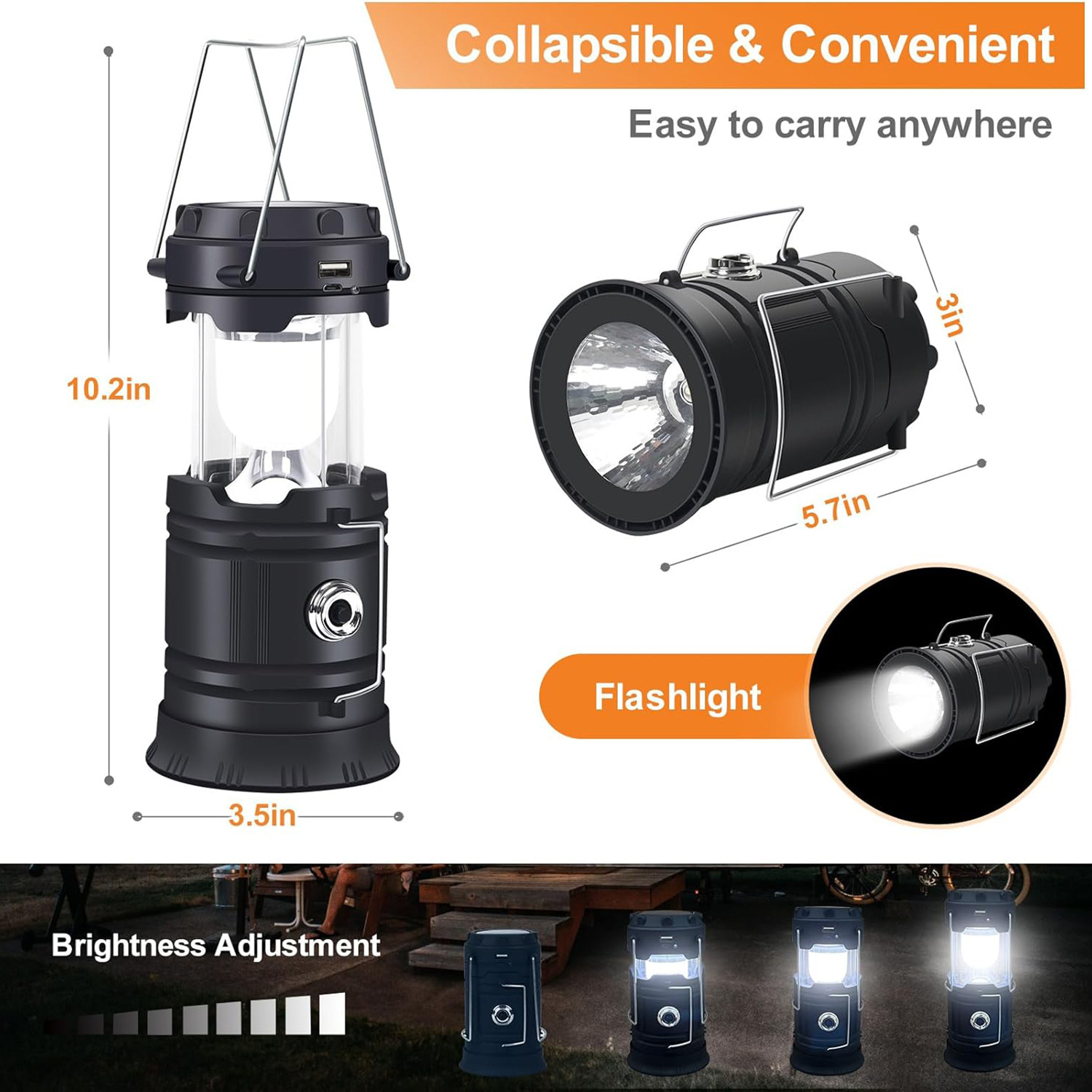 Outdoor New Horse Lantern 5800 camping light solar rechargeable LED camping tent multifunctional portable stretch light