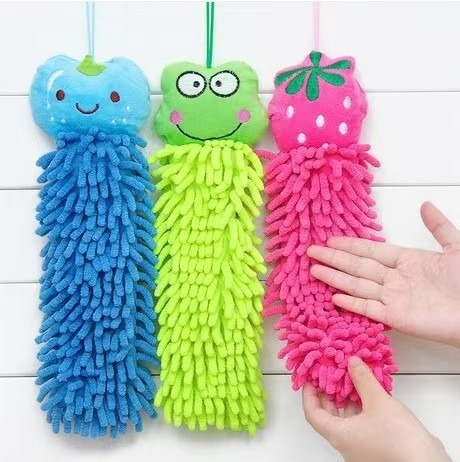 Manufacturer Sells Cartoon Animal Chenille Hand Towels, Hangable Coral Fleece Dish Towels, Wholesale Hangable Design