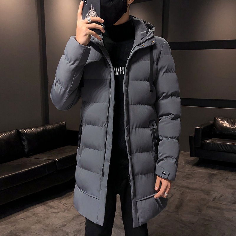 Mid-length cotton-padded jacket men's winter coat 2023 new thick hooded cotton-padded jacket men's Korean-style trendy down cotton