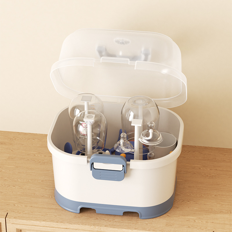 Baby Bottle Storage Storage Box Portable Baby Tableware Supplementary Food Storage Box Drying Rack with Lid
