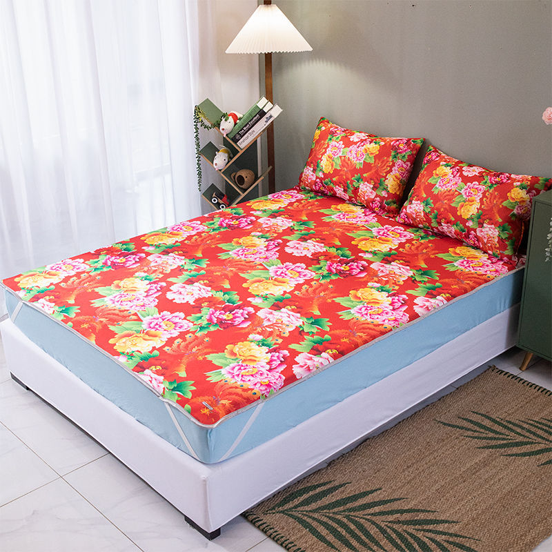 Summer 2024 Nostalgic Northeastern Festive Large Flower Mat Milk Silk Four-Season Bedroom Ice Silk Mat Student Bed Mattress