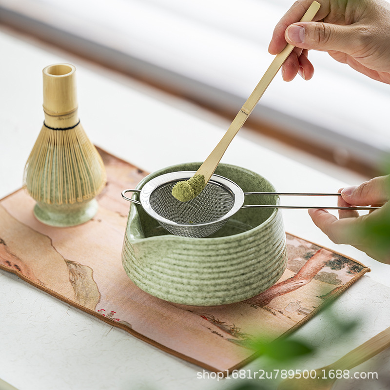 Ceramic Japanese Matcha Set with Bamboo Matcha Brush, Bai Benli Song Dynasty Tea Ceremony Gift Box for Cross-Border