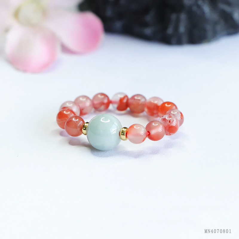 Yubing floating south red agate ring natural jade bead ring new Chinese wholesale generation MN4070801