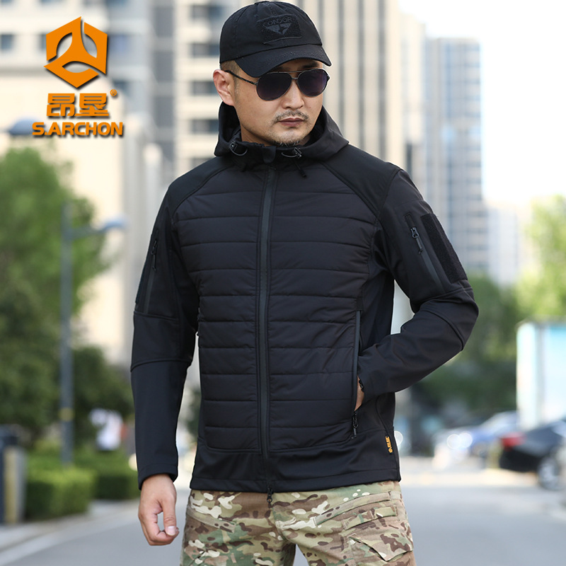 Angken Autumn and Winter Xuanwu Outdoor Tactical Cotton Jacket for Men, Warm, Windproof, Waterproof, Camouflage Jacket, Commuting Coat