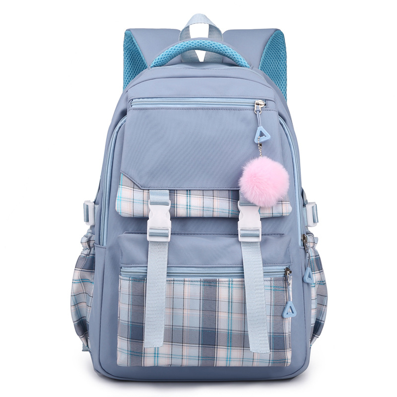 2024 new schoolbag women's Korean-style Mori style fresh solid color simple multi-layer computer backpack for junior high school students