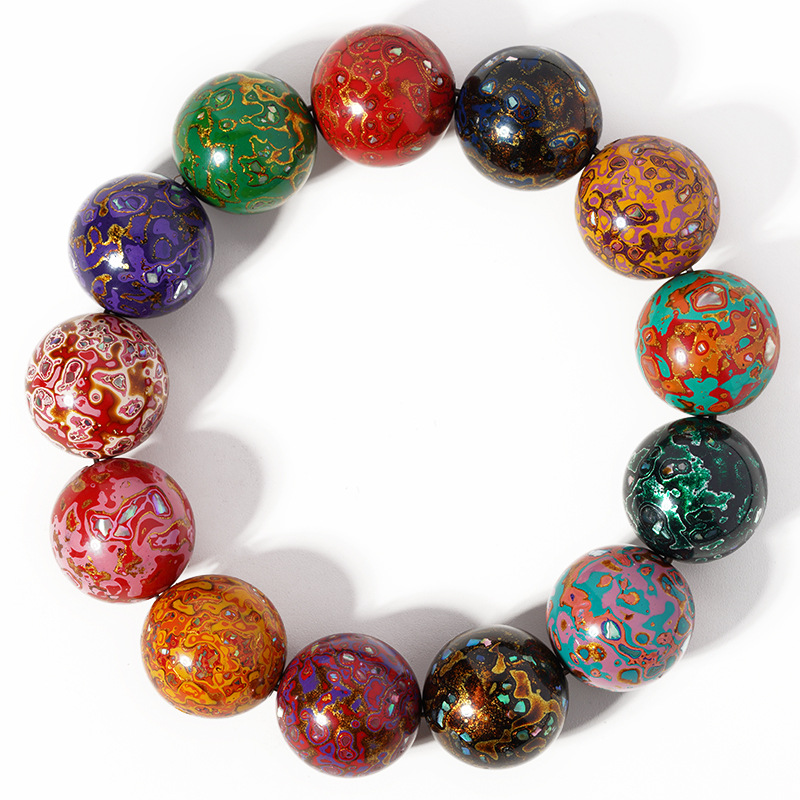 Manufacturer Wholesale Lacquer Beads 2.0 Mother-Of-Pearl Natural Plant Lacquer Lacquer Bracelet Beads Single Beads Loose Beads DIY Accessories