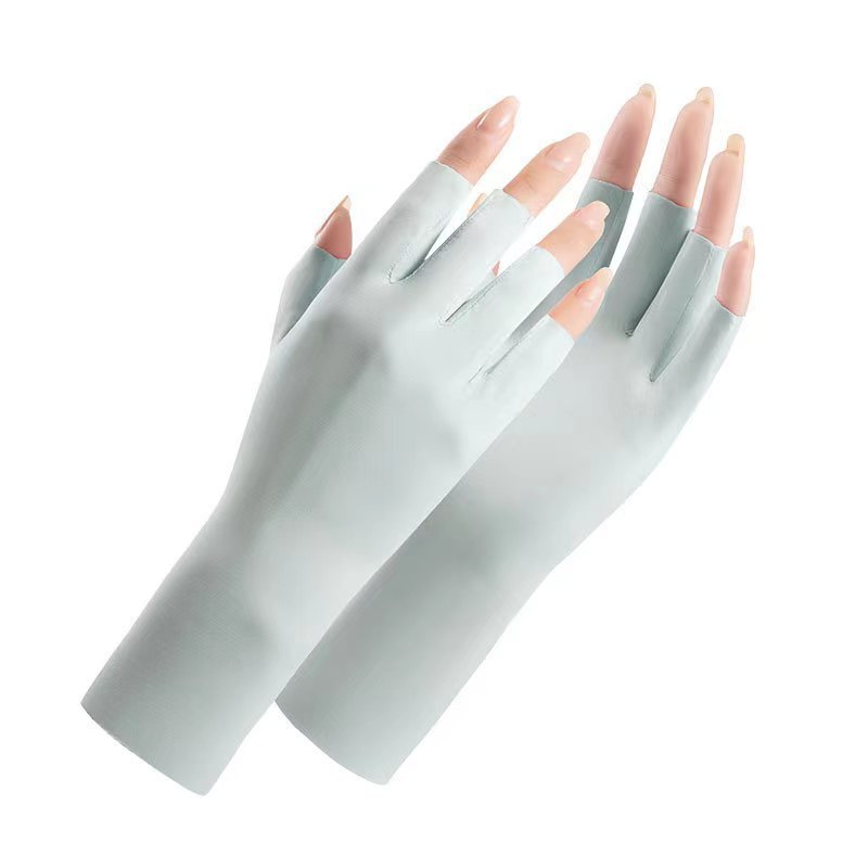 Sunscreen Nail Gloves Women's Summer Ultraviolet Protection Thin Breathable Outdoor Bicycle Driving Riding Ice Silk Gloves