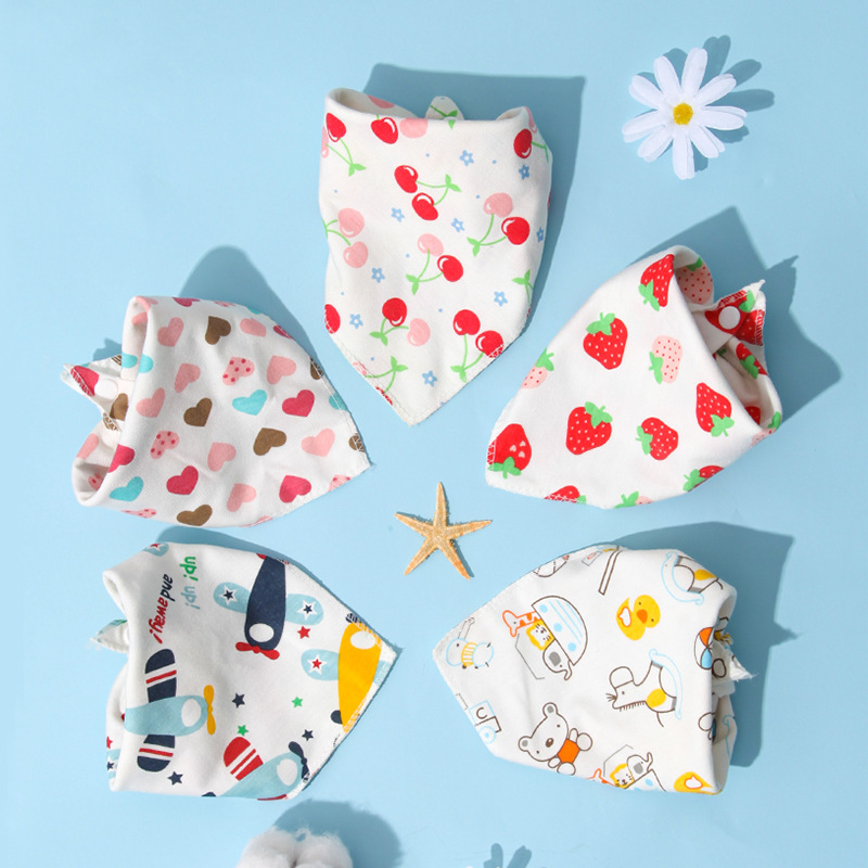 Baby Slip Towel Baby Triangle Towel Double Snap Newborn Children's Headscarf Bib Scarf Spring Summer Four Seasons