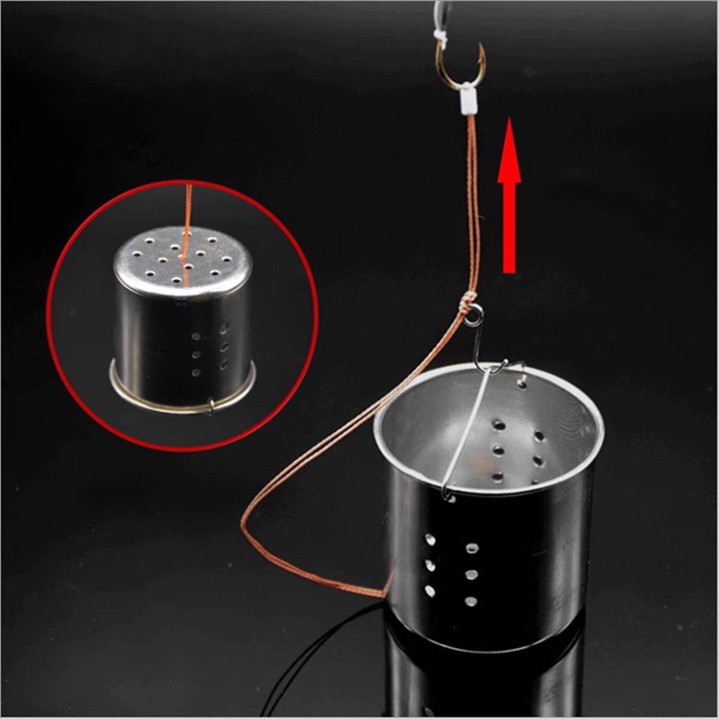 Fixed-point water inlet automatic reversal type accurate nest bait bait hanging basket nest stainless steel fishing nest