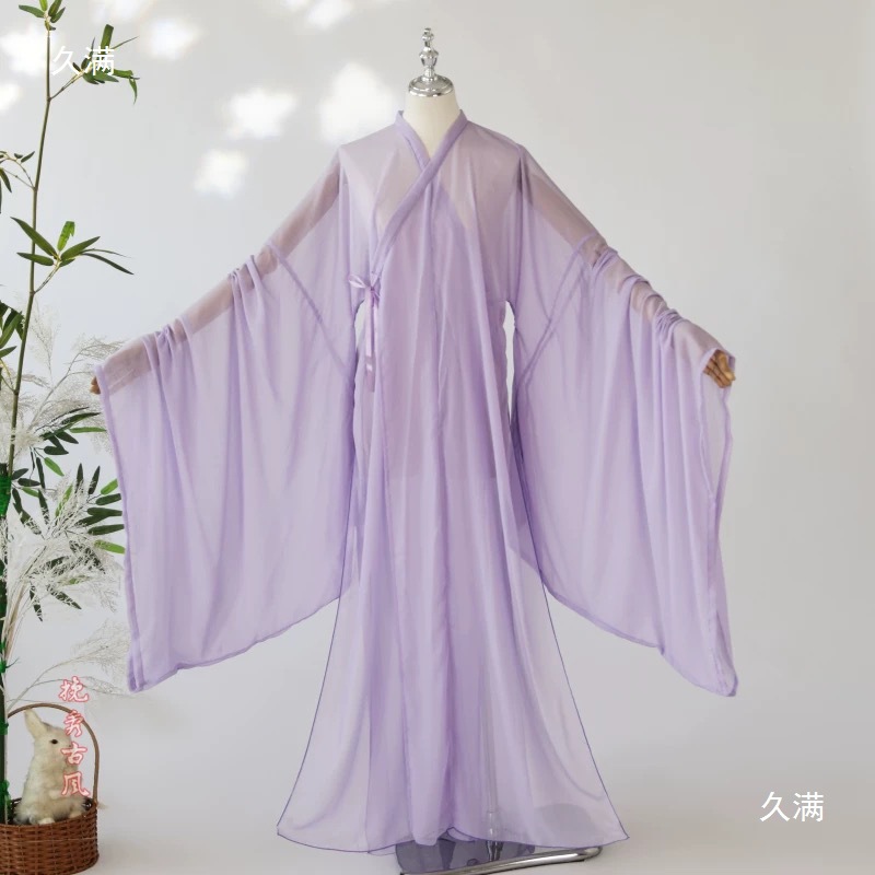 Hanfu-Style Round-Neck Robe with Song-Style Straight Inner Lining, Large Sleeves for Men and Women, Ancient Style for Autumn