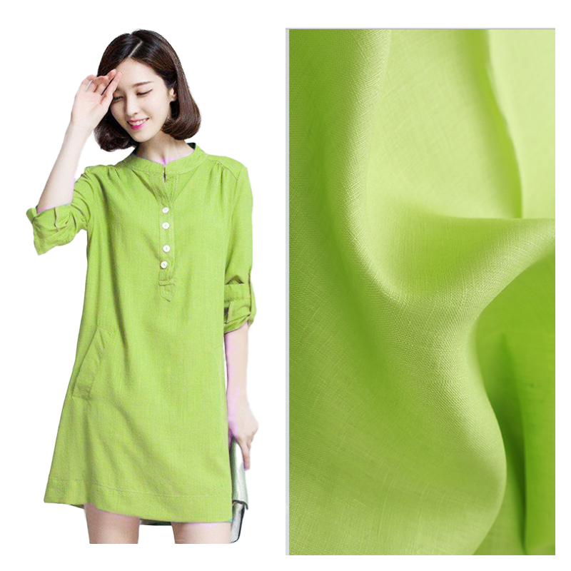 100% Pure Linen Fabric Cotton and Linen Clothing Fabric Bleached Rust Red Sky Blue Autumn Fragrance Green Rose Red Empty Blue Coffee