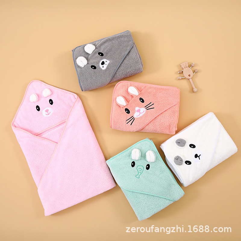 Coral Fleece Bath Towel Class A Baby Holding quilt Absorbent Newborn Children Autumn and Winter Thickened Package Cartoon Hooded Bath Towel Bucket