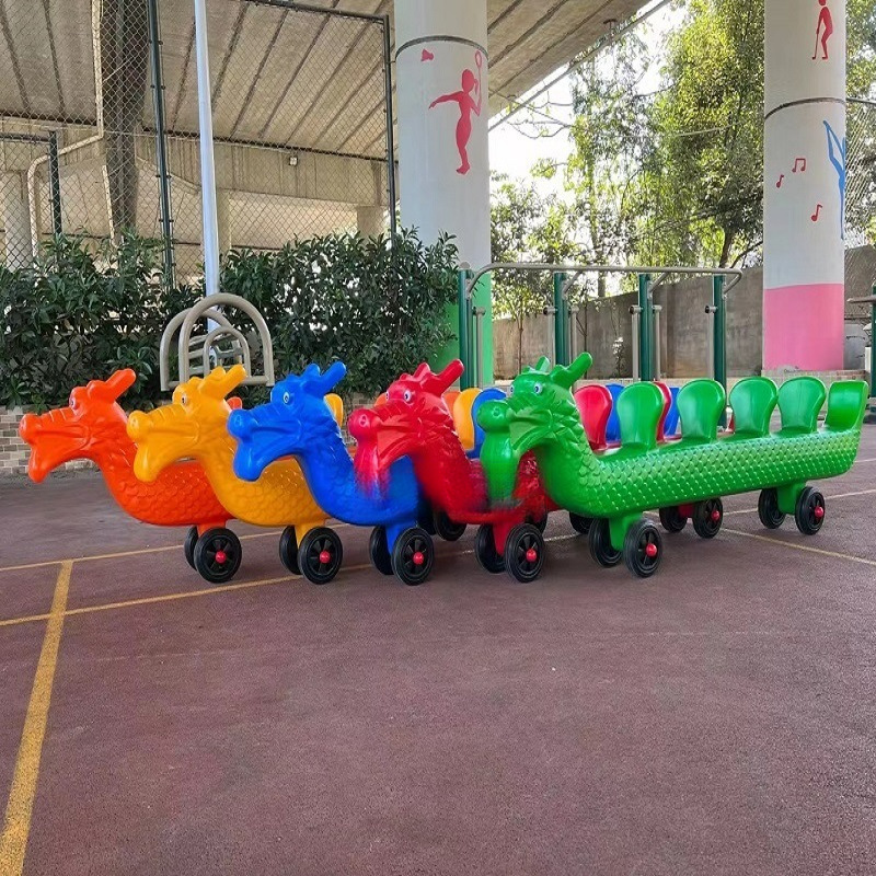 Outdoor Dragon Boat Racing Car Children's Moped Can Turn Four-Person Scooter Toy Kindergarten Multi-Person Cooperation Car