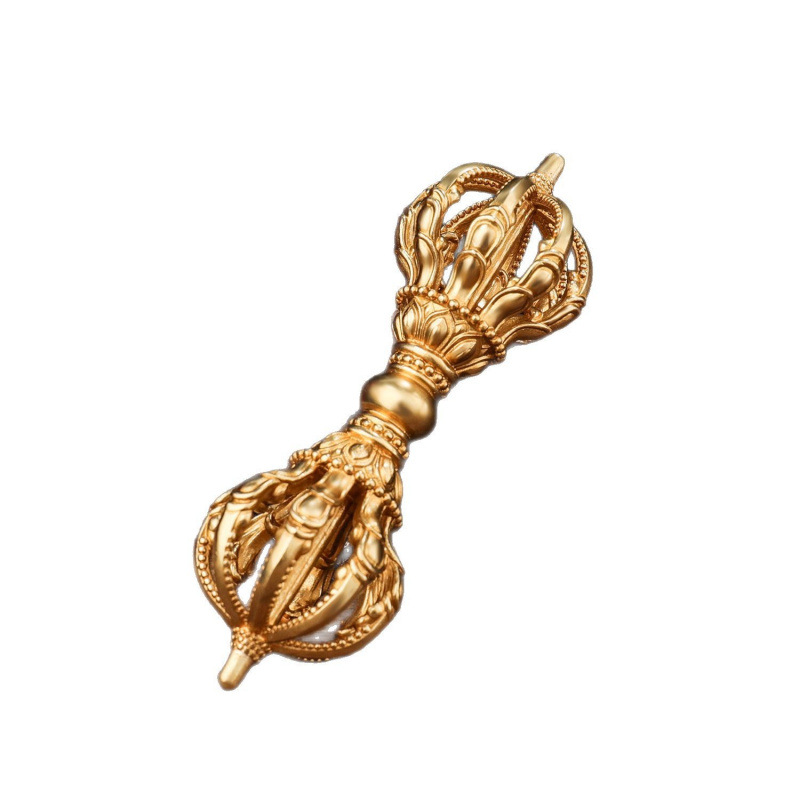 Xizang All-Copper Nine-Pronged Vajra Pestle, Nine-Pronged Pestle, Demon-Slaying Pestle, Gift for Friends, Teacher's Practice, Portable Handheld Vajra Pestle