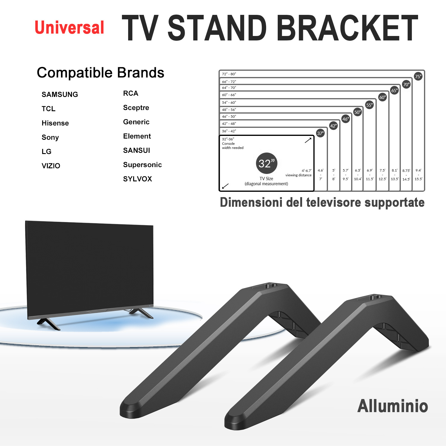 Universal TV Stand Legs Universal TV Desktop Stand Adjustable Cross-Border Amazon ebay