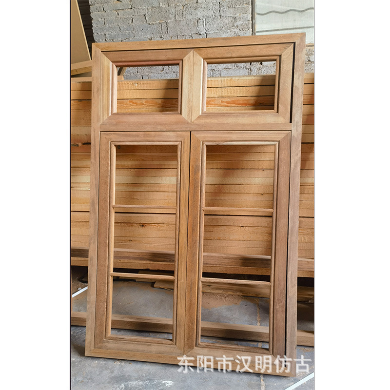 Customized Wooden Simple Windows Solid Wood Glass Windows Log Windows Double Windows Coffee Shop Bar B&B Popular Garden Windows