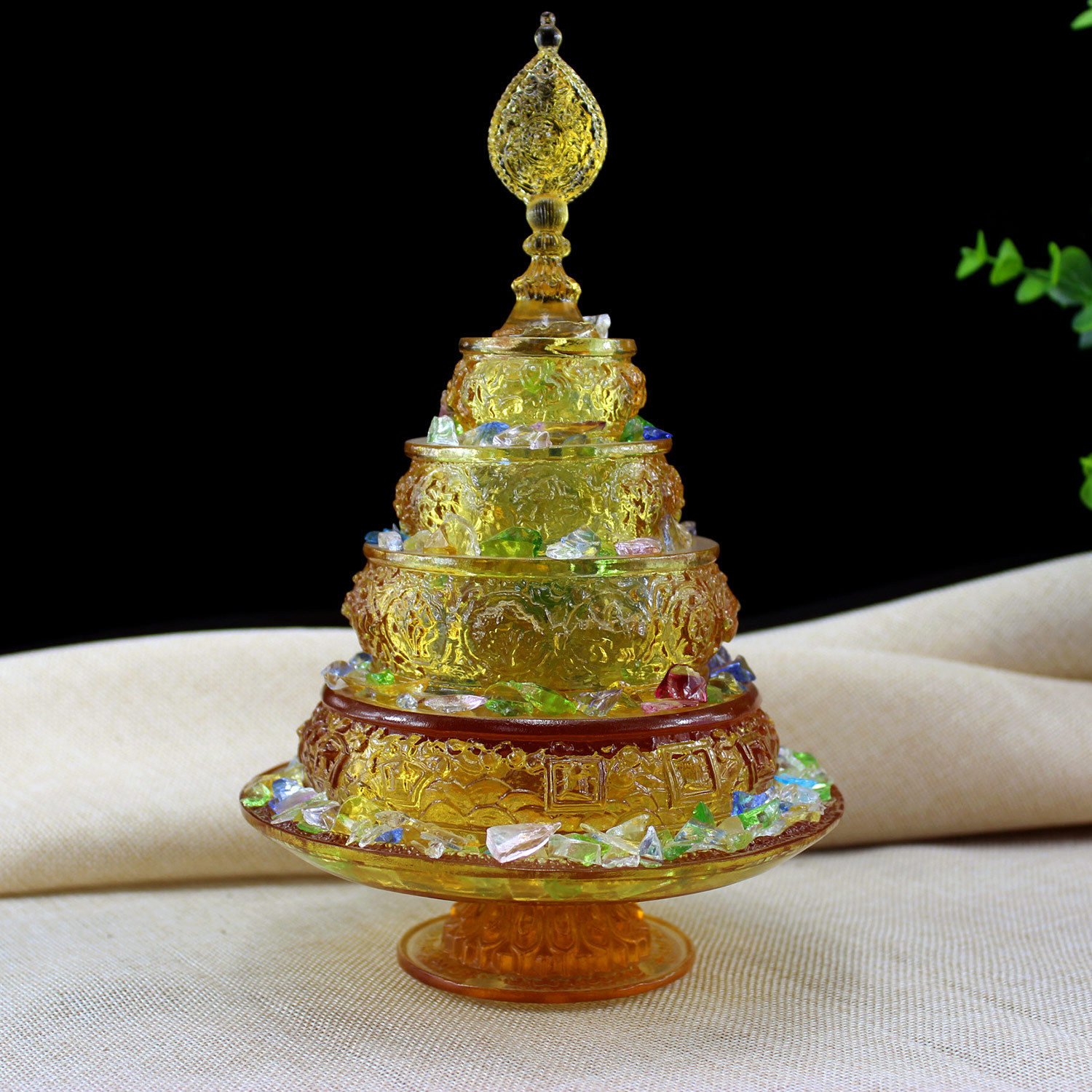 Fengming Ancient Glaze Nepal Eight Auspicious Gem Household Desktop Manza Plate Carved Xizang Tray Ornaments