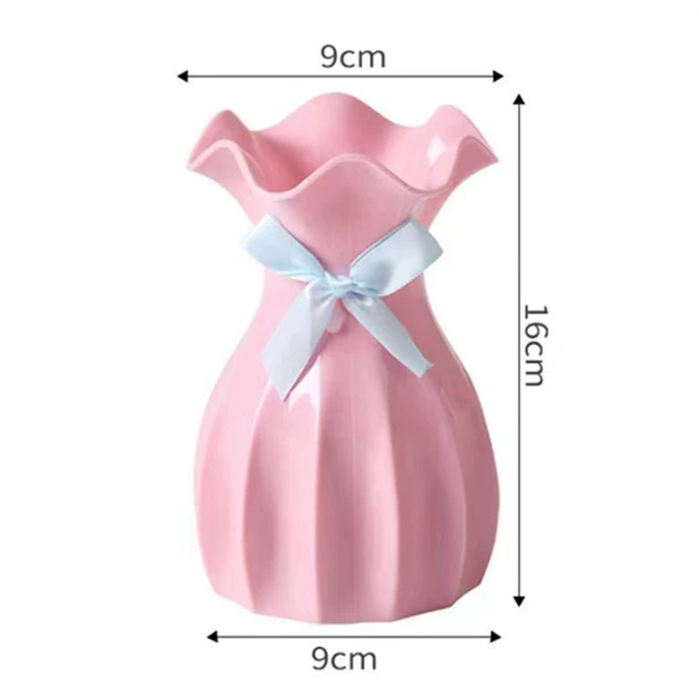 Ins Style Bow European Plastic Vase Home Art Decoration Flower Arrangement Office Indoor Vase Ornaments