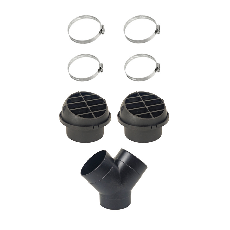 75mm diesel heater Y type 3 outlet connectors and 2 air outlets and 2 pipeline tubes warm black