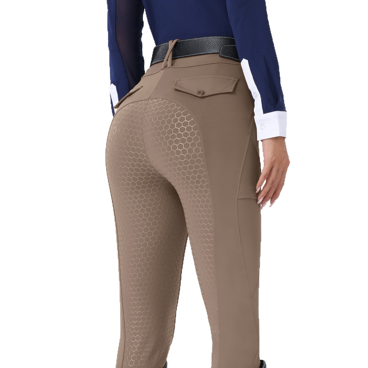 Amazon Cross-Border Full Seat Silicone Non-Slip Equestrian Pants Women's Stretch High Waist Belly Tight Riding Pants with Pocket