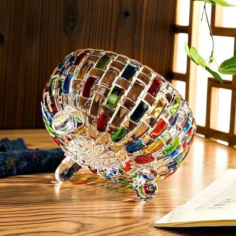 Hand-Painted Crystal Glass Candy Jar, Colorful Drift Bottle, Trendy Colorful Bar