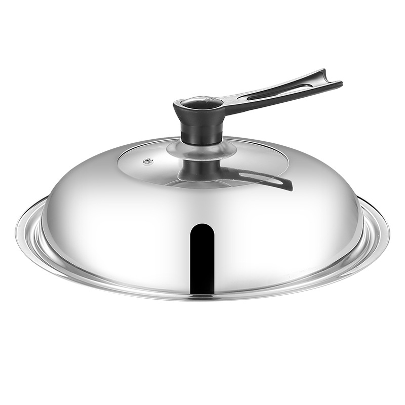 Household Stainless Steel Pot Lid Thickened Wok Lid Anti-scalding High Arch Visible Lid for Steamer Iron Pan Universal Pot Lid
