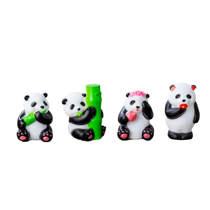 Green Potted Plants, Micro-Landscape, Pastoral Style, Office Interior, Home Decoration Ornaments, 4 Types of Panda Simulation