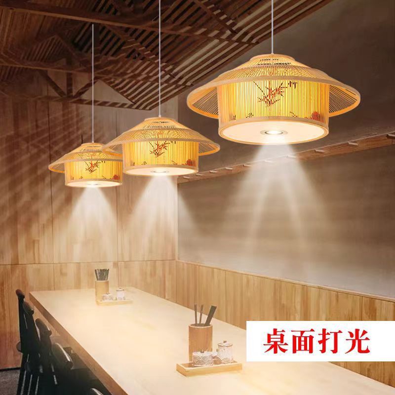 Chinese Bamboo Chandelier Restaurant Shop Hot Pot Restaurant Homestay Tea Room Commercial Catering Hotel Box with Spotlight Lamps