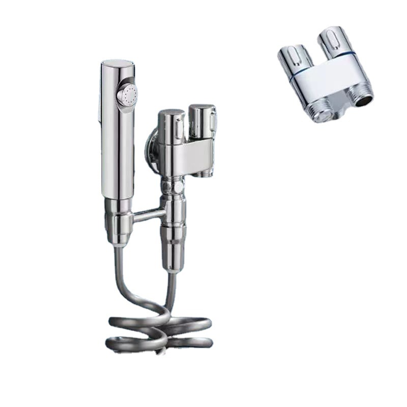 Toilet companion Flushing spray gun household toilet high-pressure spray gun flushing toilet faucet one-in-two-out faucet