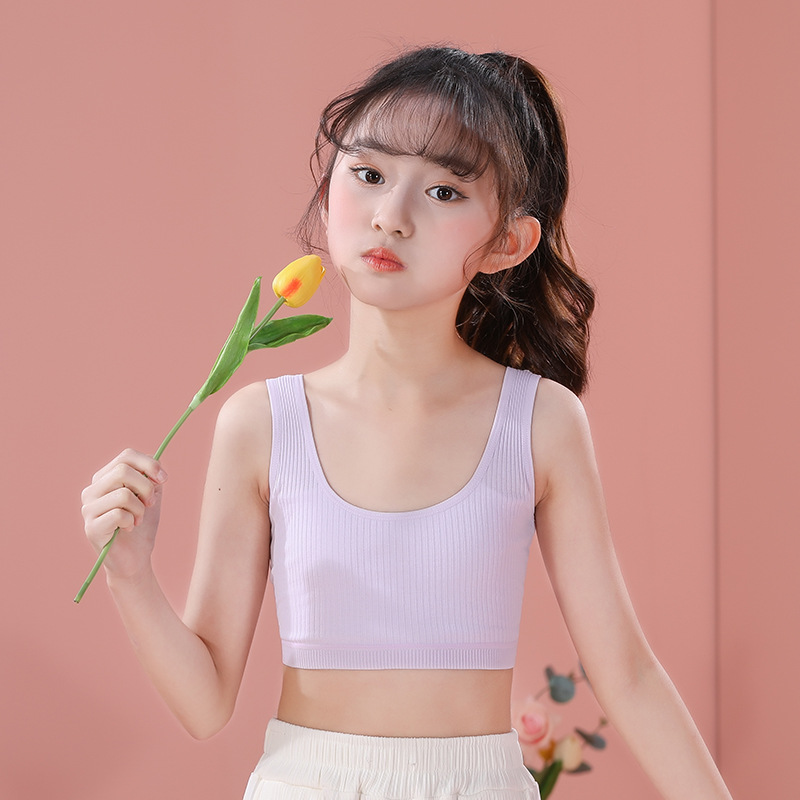 Хлопковая майка для девочек, двойное нижнее белье для старшеклассников