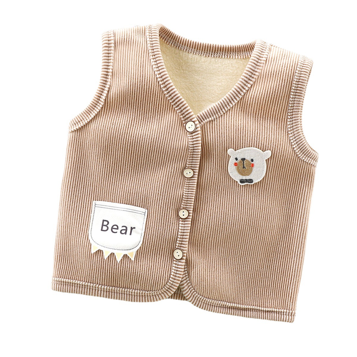 New Children's Vest Autumn and Winter Velvet Baby's Thickened Warm Vest Children's Infant Outer Wear Cardigan Vest
