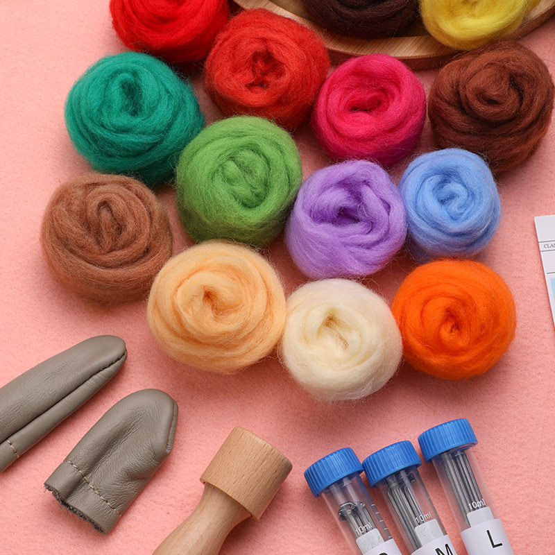Cross-border wool felt poking tool kit felt pad wool needle tool suit diy wool material bag
