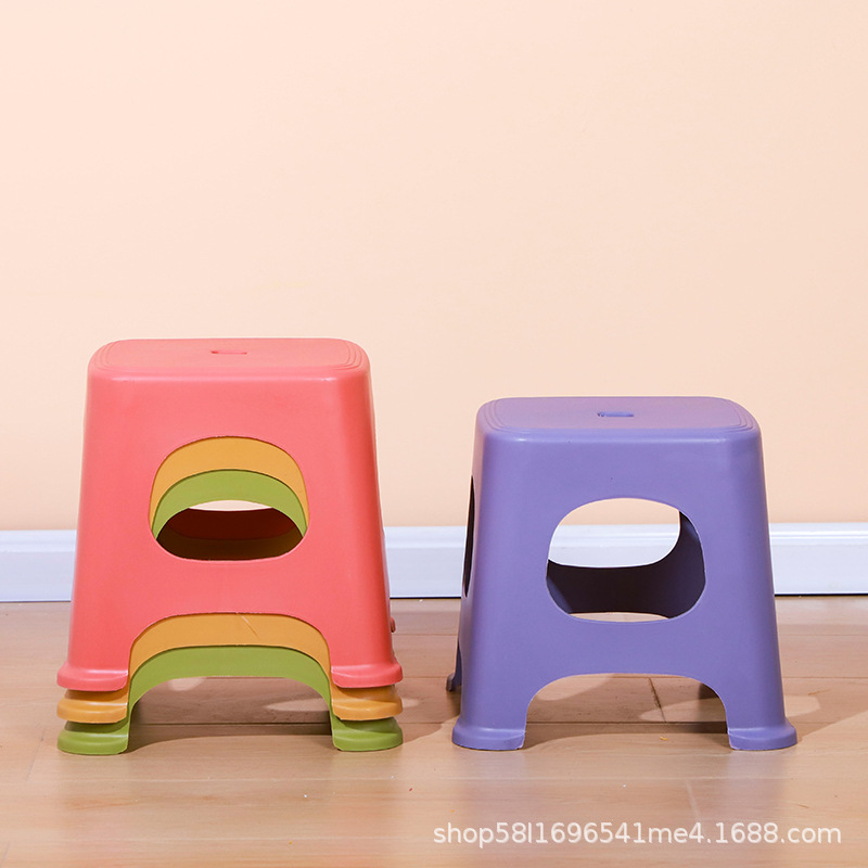 Factory Wholesale Household Plastic Stool Adult Low Stool Living Room Bathroom Stool Thickened Small Square Stool Stackable Shoe Changing Stool