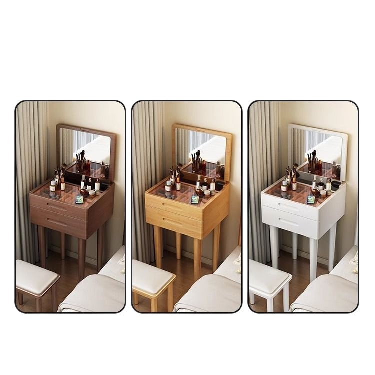 Solid Wood Dresser 40/50cm Mini Bedroom Home Flip Dresser Small Apartment Bedside Table Integrated Dresser