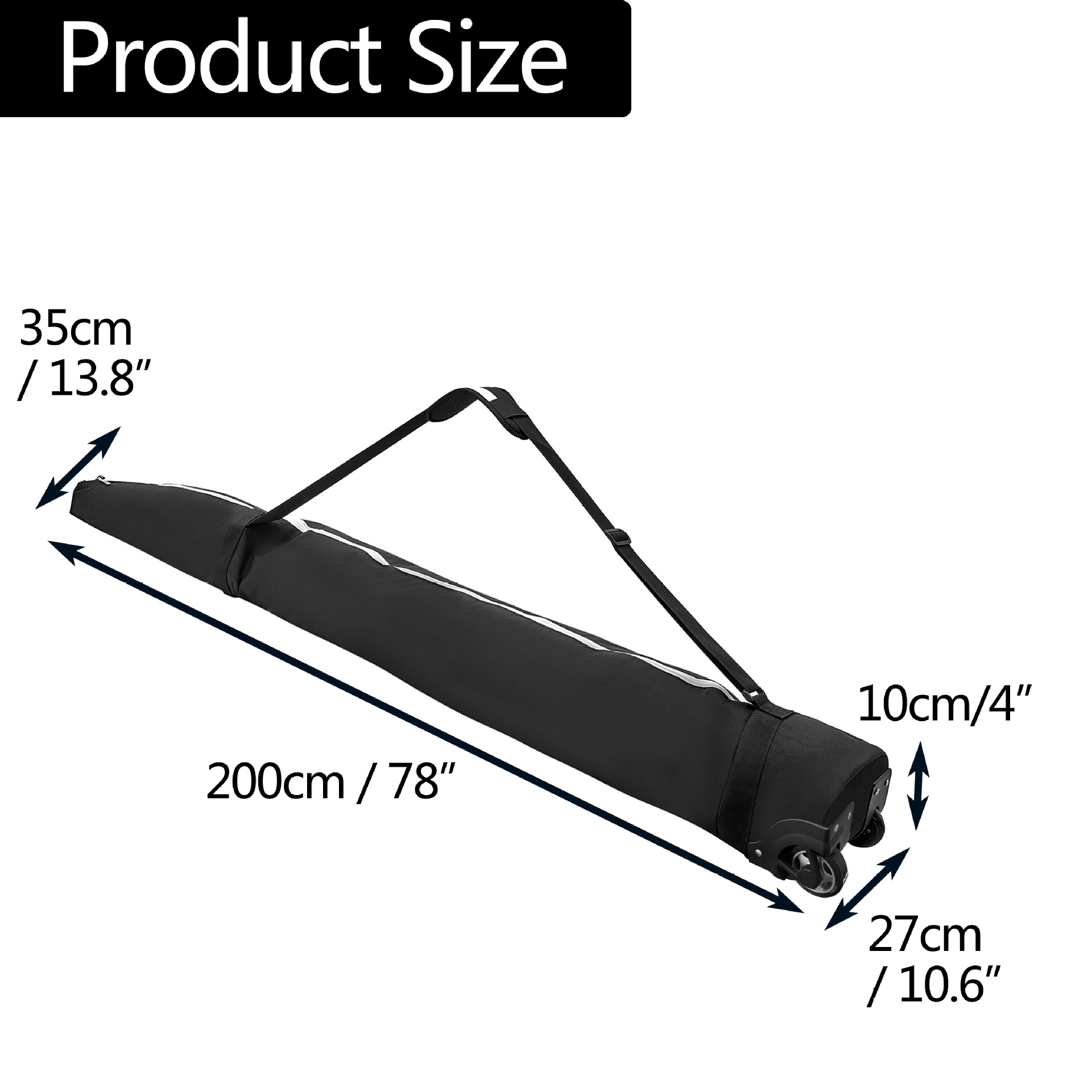 Cotton 200cm Ski Bag with Wheel Strap Single Board Double Board Bag Ski Bag Long Board Bag Waterproof Tow Wheel Bag