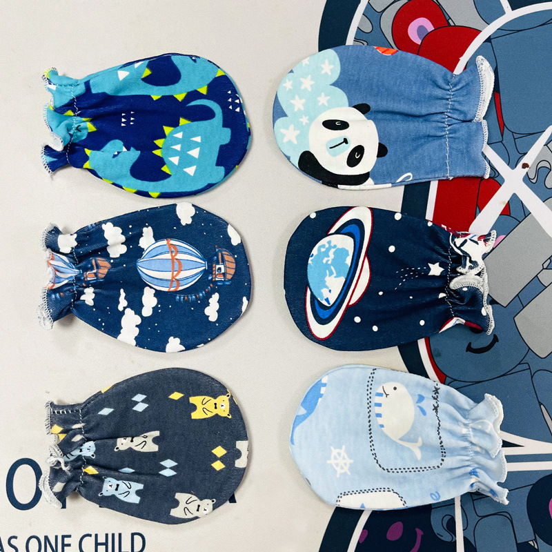 Baby anti-scratch gloves pure cotton breathable sweat-absorbent newborn gloves anti-scratch face washable bite summer thin