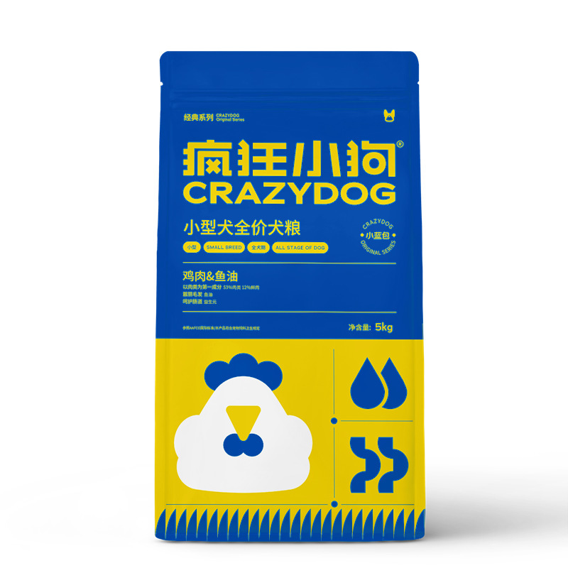 Crazy Puppy Dog Food 1.5kg Small Breed Chicken Fish Oil Complete Dog Food 5kg Teddy Bichon Pomeranian Universal