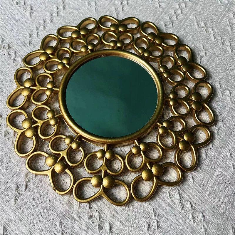 Factory Direct Supply Flower Shape European and American Style Light Luxury Background Wall Decorative Mirror Restaurant Hanging Mirror Wall Mirror Living Room Mirror