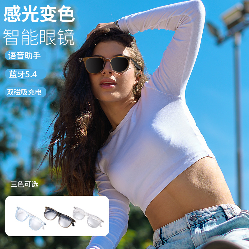 Кросс-бордерные умные Bluetooth очки, поляризованные, против UV и синего света, прослушивание музыки и звонки, прозрачные линзы GS-07