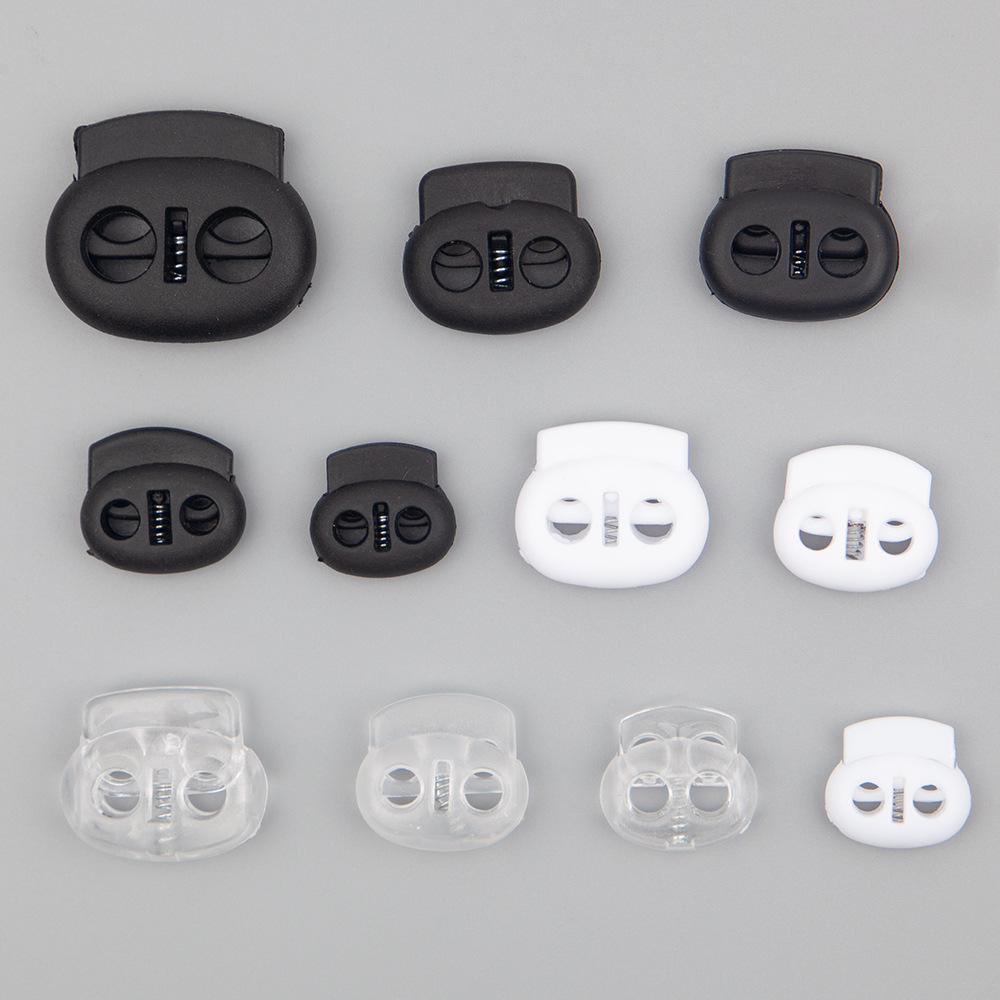 Factory direct pig nose buckle in stock small medium large spring buckle transparent white black double hole oval rope buckle