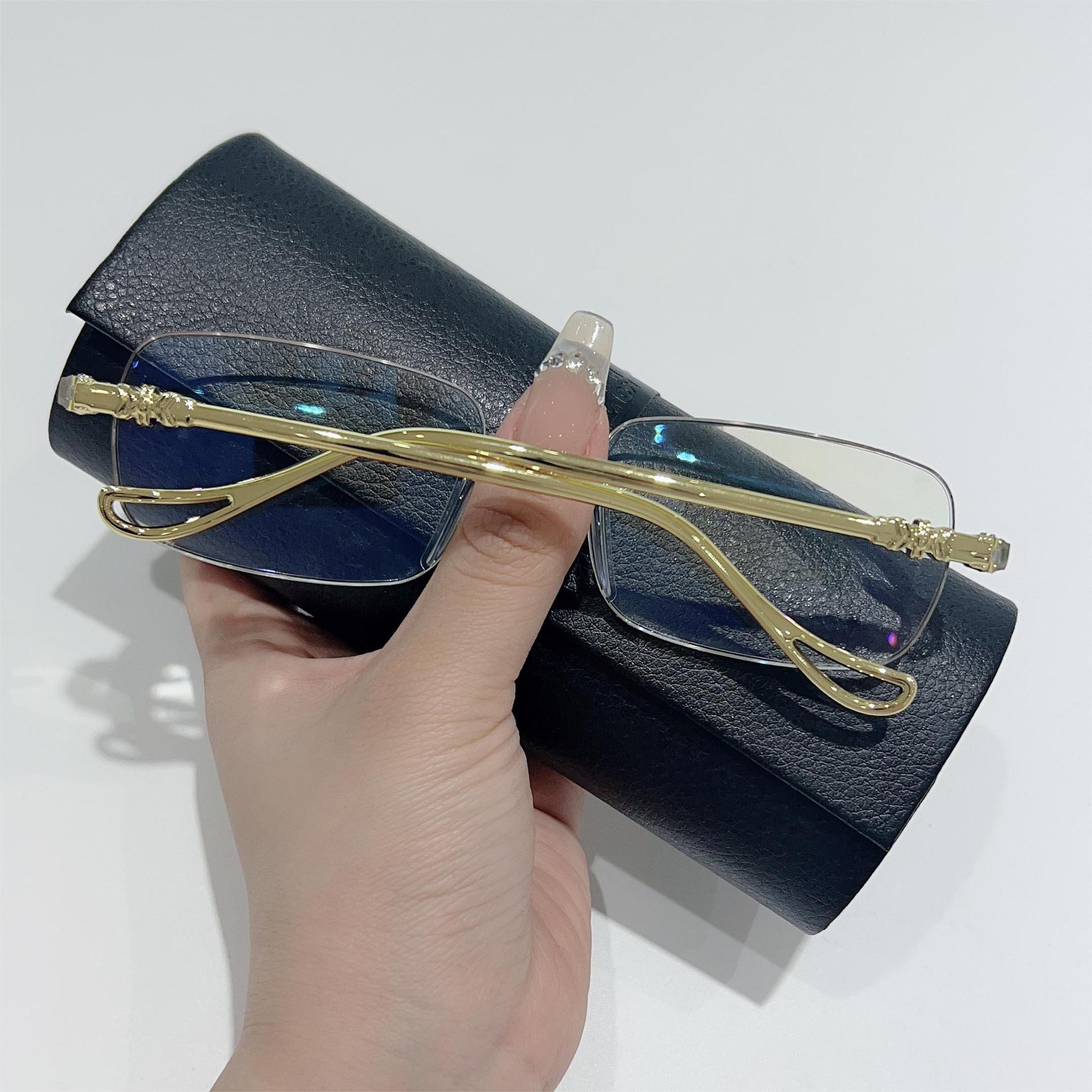 In stock new anti-blue light reading glasses men's and women's frameless trimming middle-aged and elderly reading glasses HD fashion glasses for the elderly