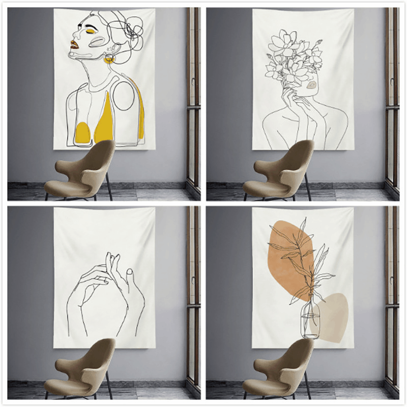 Простой гобелен с линиями для декора спальни, настенное покрытие