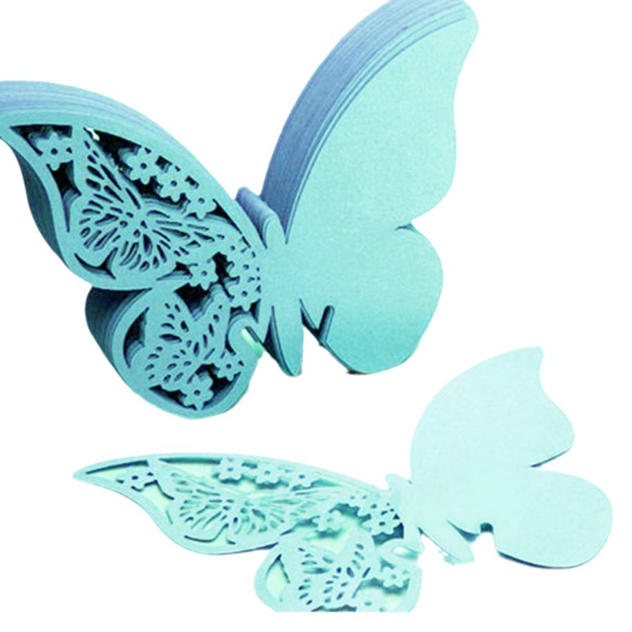 Pin Amazon Flowers Decoration Banquet Wedding Layout Stereo Cup Card dark purple Butterfly Wall Stickers Seat Card in stock