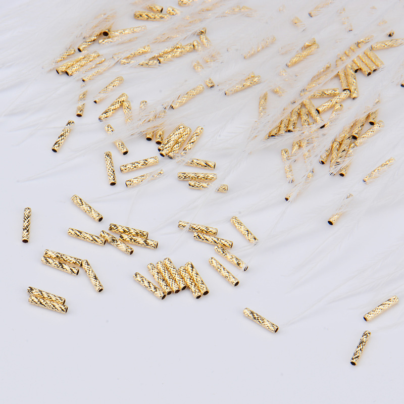 Pure G18K laser hollow car flower gold tube Au750DIY accessories bracelet necklace batch flower connection straight tube