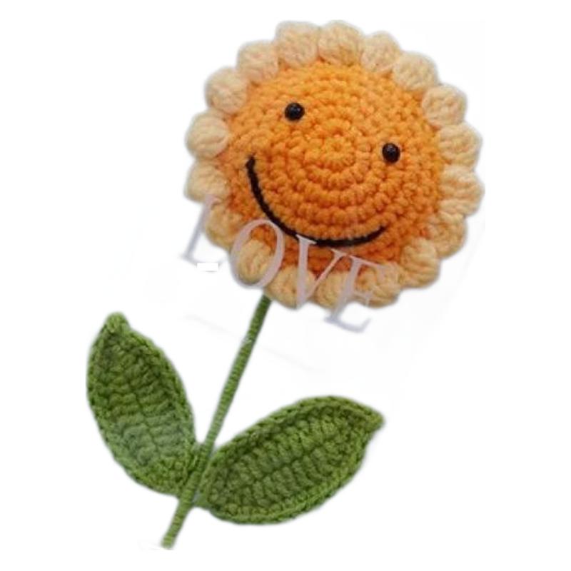 Smiley Sunflower Finished Hand-Woven Flower Finished Eternal Flower Teachers' Day Children's Day Gift Night Market Stall