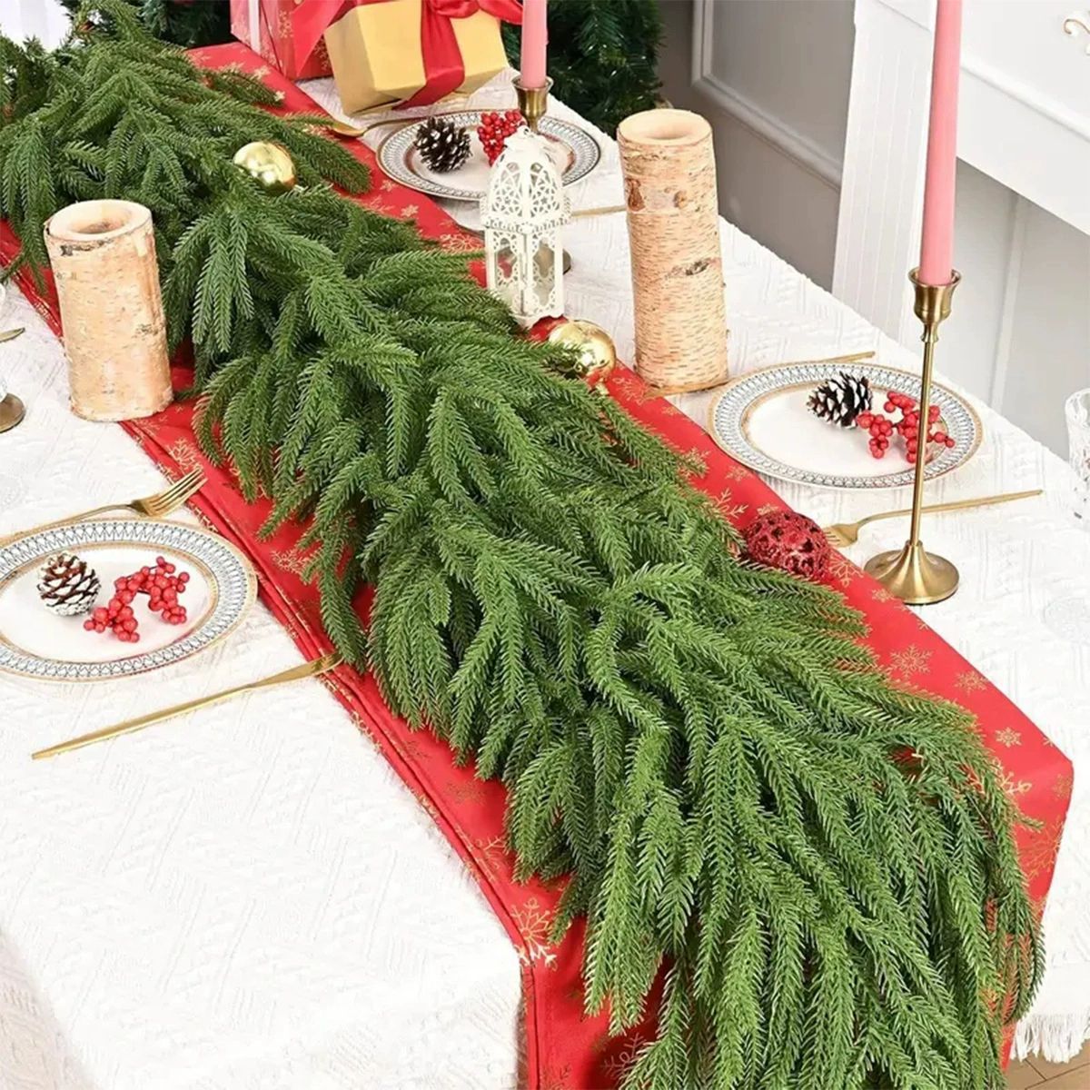Simulation rattan Christmas decoration pine needle wreath soft glue hand Christmas rattan simulation green plant home decoration